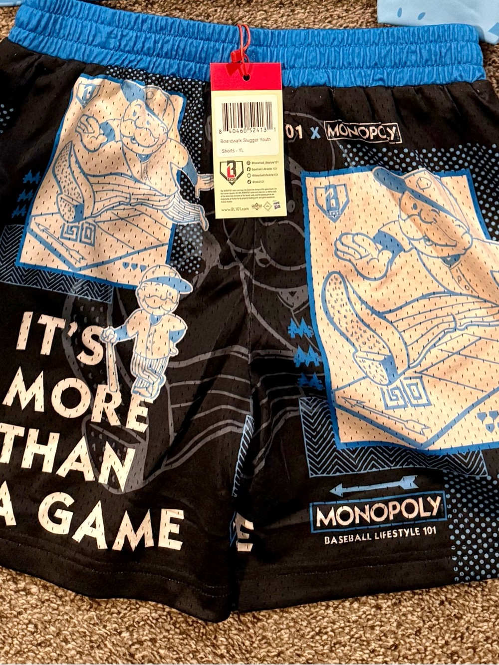 Monopoly Kids Black & Blue Baseball Shorts baseball lifestyle 101